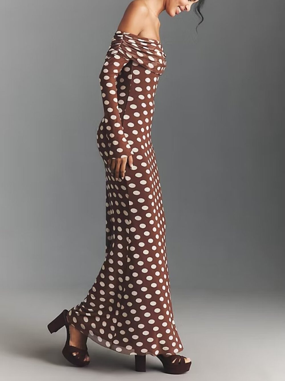 Anthropologie AFRM Long-Sleeve Off-The-Shoulder Mesh Maxi Dress size 2X NEW - Picture 4 of 5